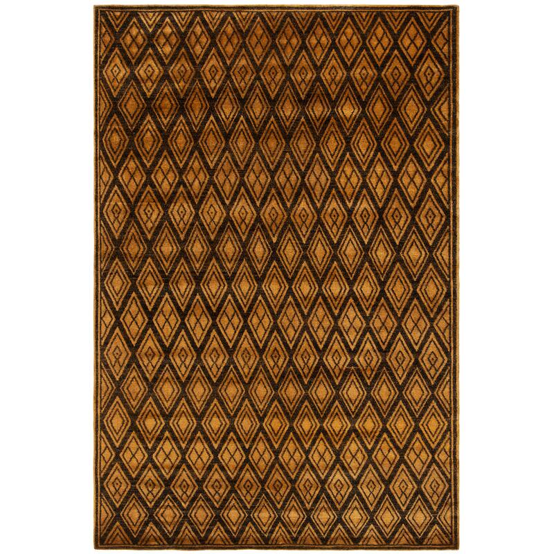 SAFAVIEH Couture Hand-knotted Elmas Wool/ Silk Rug - 6' x 9' - Ebony/Amber