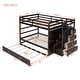 preview thumbnail 12 of 46, Solid Wood Bunkbed Frame with Trundle, Storage Stairs and Guardrail