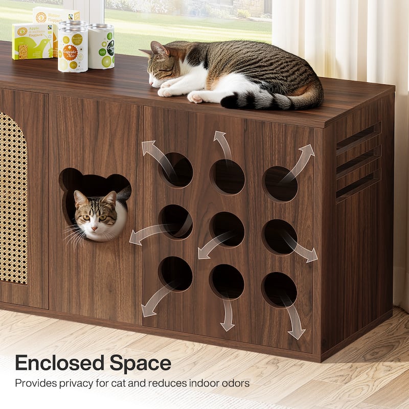 70.9-Inch Cat Litter Box Enclosure, Extra Large Box Furniture Cabinet