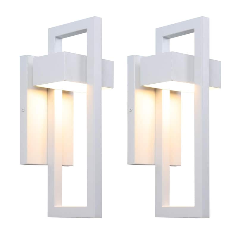 Integrated LED Black/White Aluminum Outdoor 1-Light Wall Sconce