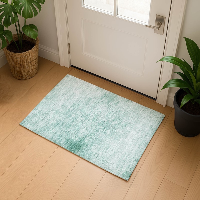 Premium Washable Super Soft Vintage Traditional Mayfield Rug - Turquoise - 1'8" x 2'6"