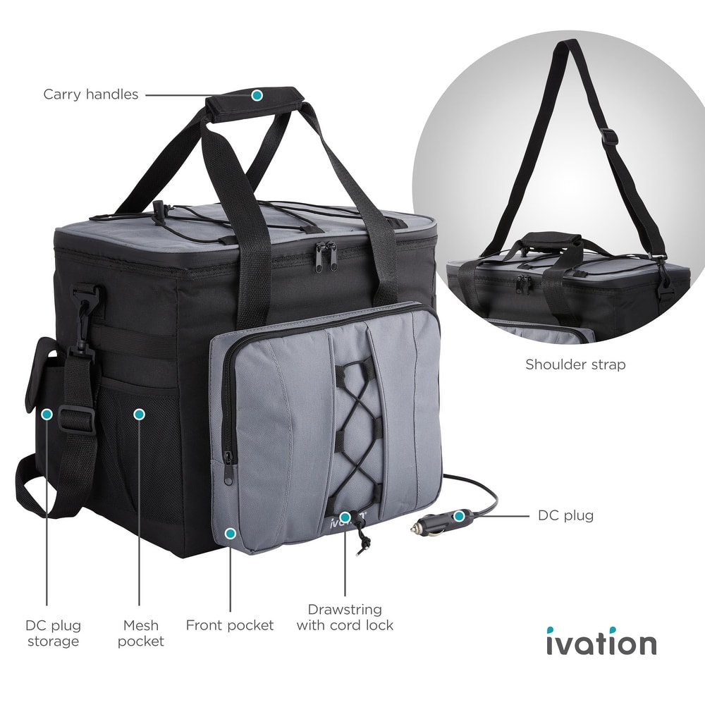 Ivation 18L Portable Thermoelectric Cooler Bag with 12V Power, Shoulder Strap