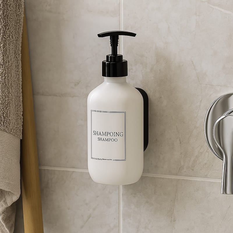 Wall-Mounted Shampoo Dispenser 13 fl oz (380ml) - White - 3.25 L x 3.25 W x 6.75 H - White