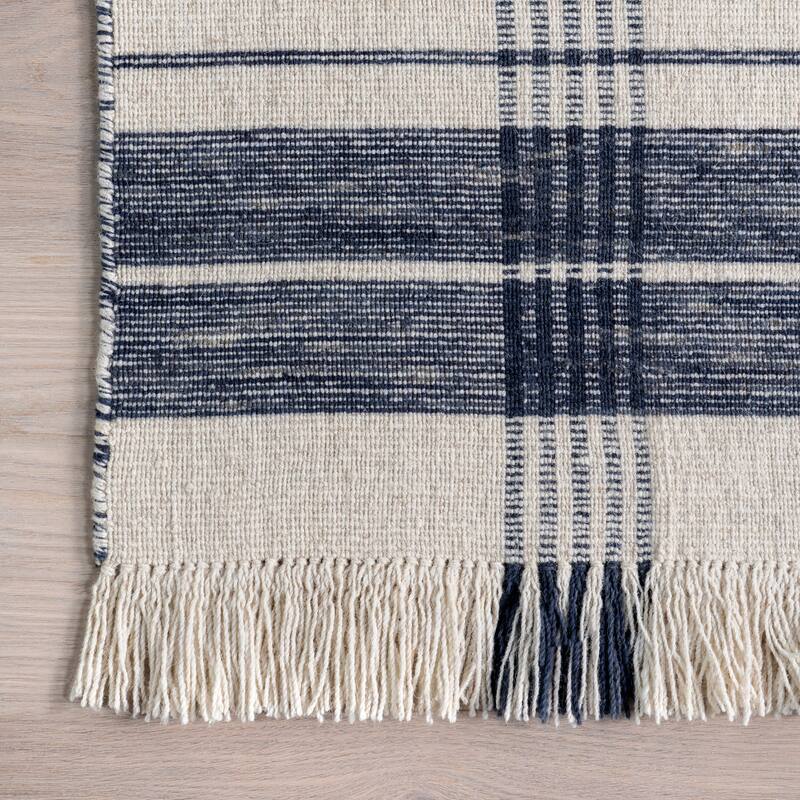 Brooklyn Rug Co Celena Striped Wool Fringe Area Rug Bed Bath & Beyond