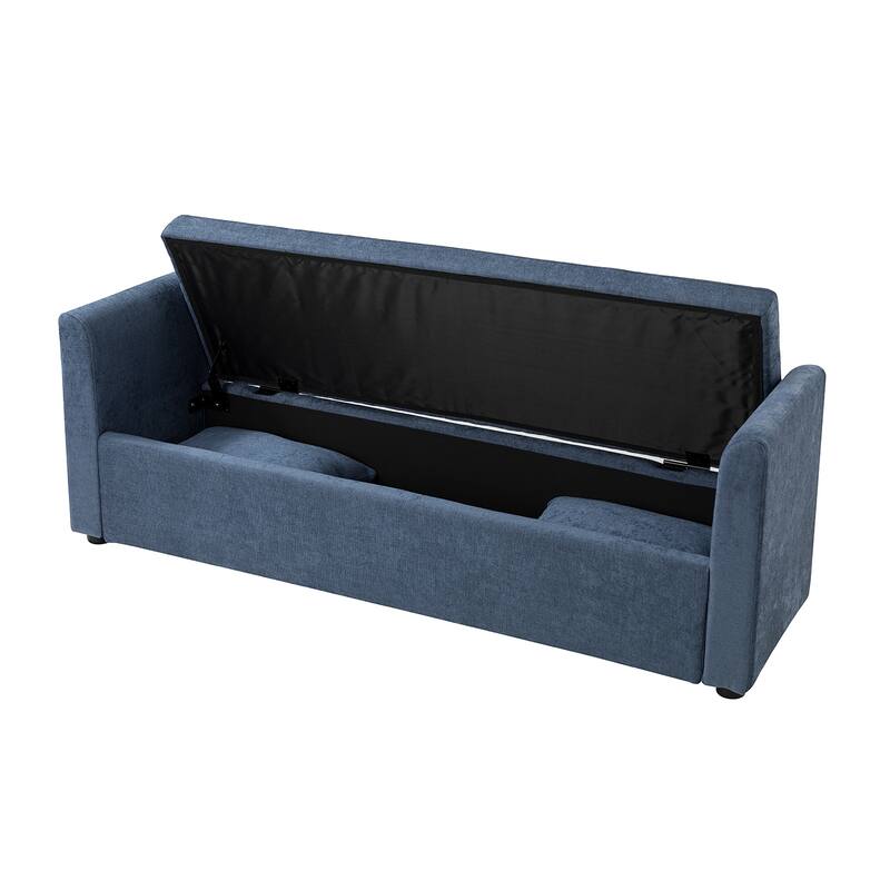 Franco Modern Upholstered Storage Bench with Two Throw Pillows and Thick Padded Cushion