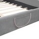 preview thumbnail 17 of 16, Queen Size Velvet Platform Bed with Bear-Shaped Headboard & Bed-End Storage Pocket, Beige