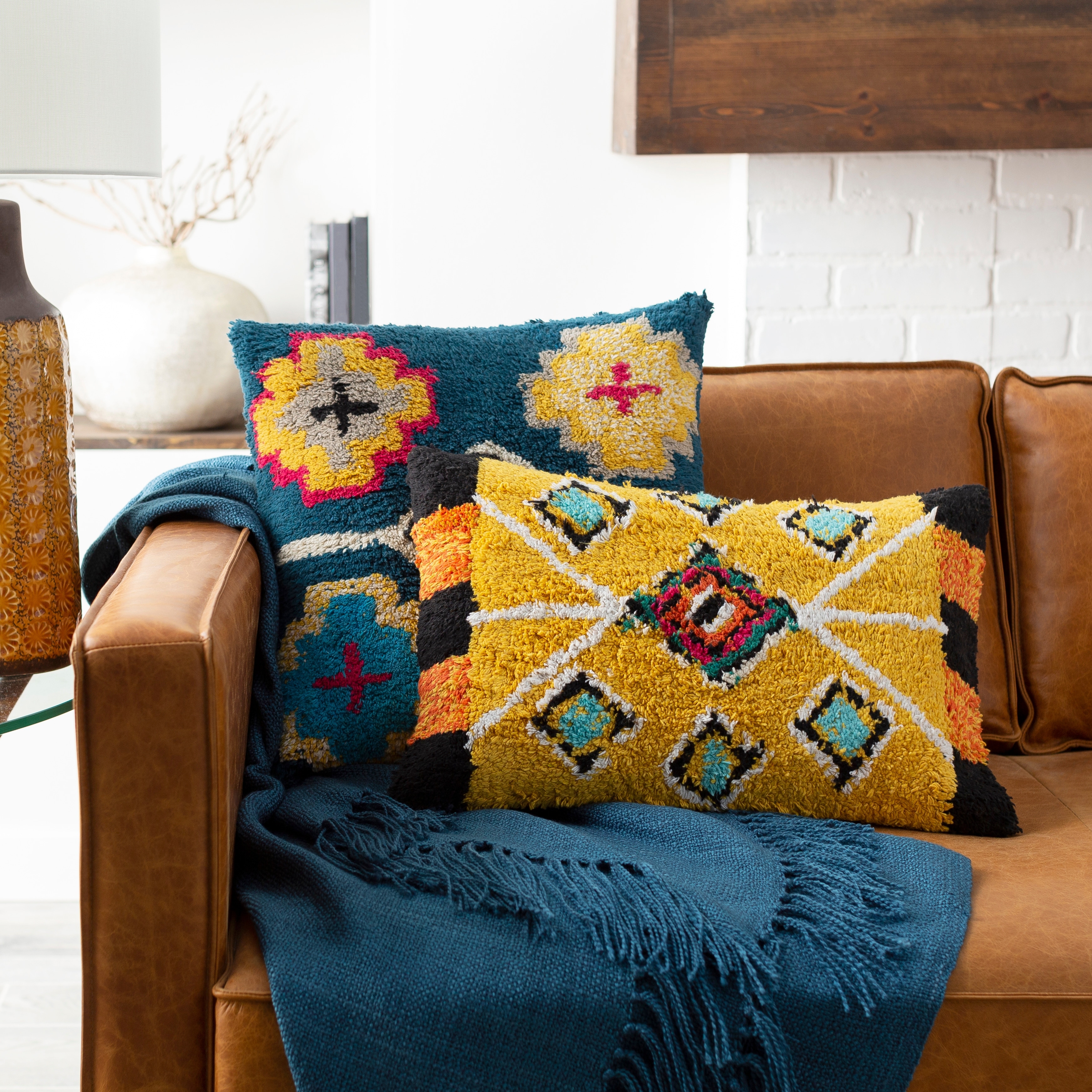 yellow lumbar throw pillows