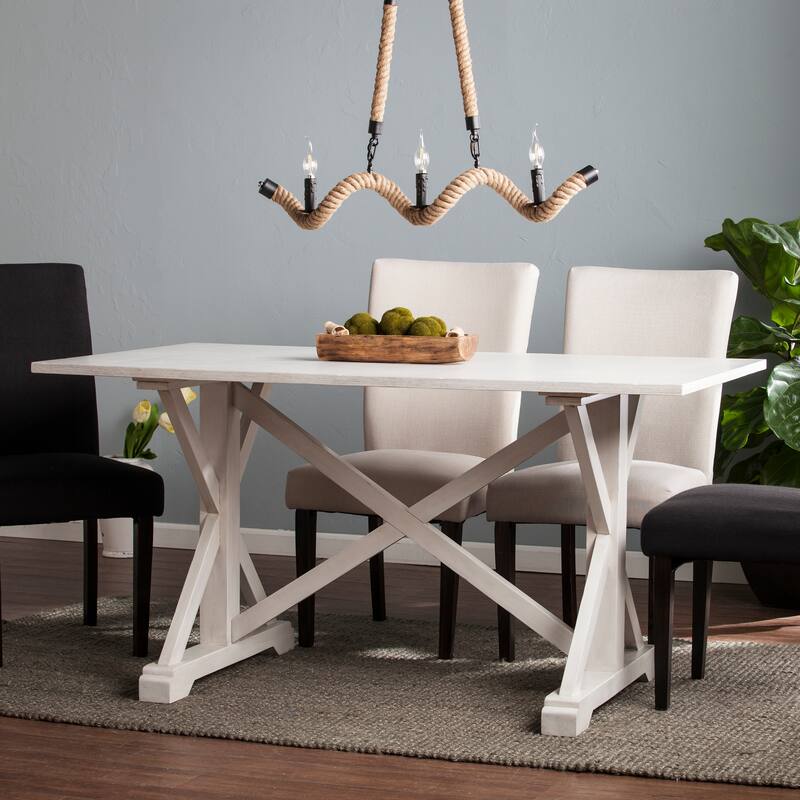 SEI Furniture Oriaga Farmhouse Trestle Dining Table - Antique White