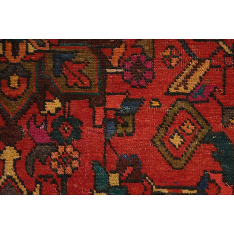 Hand Knotted Oriental 100% Wool Carpet Traditional Floral Oranges & Rust Tabriz Runner Rug - 9' 1'' X 2' 11''