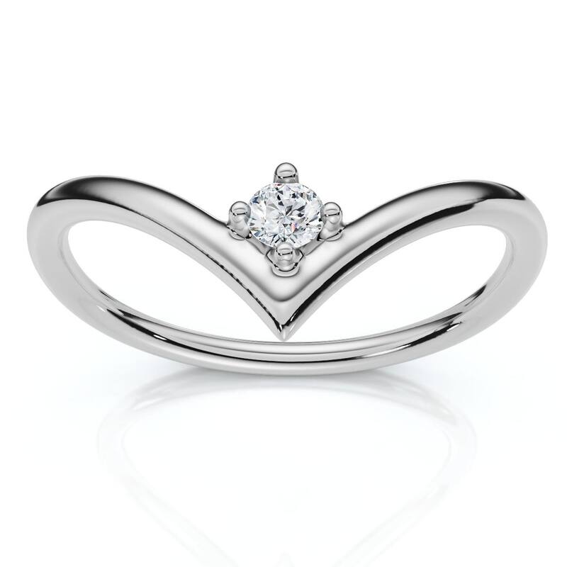 Bliss Diamond Diamond Stackable Chevron Wedding Ring Gold Lab Grown - 6 - White