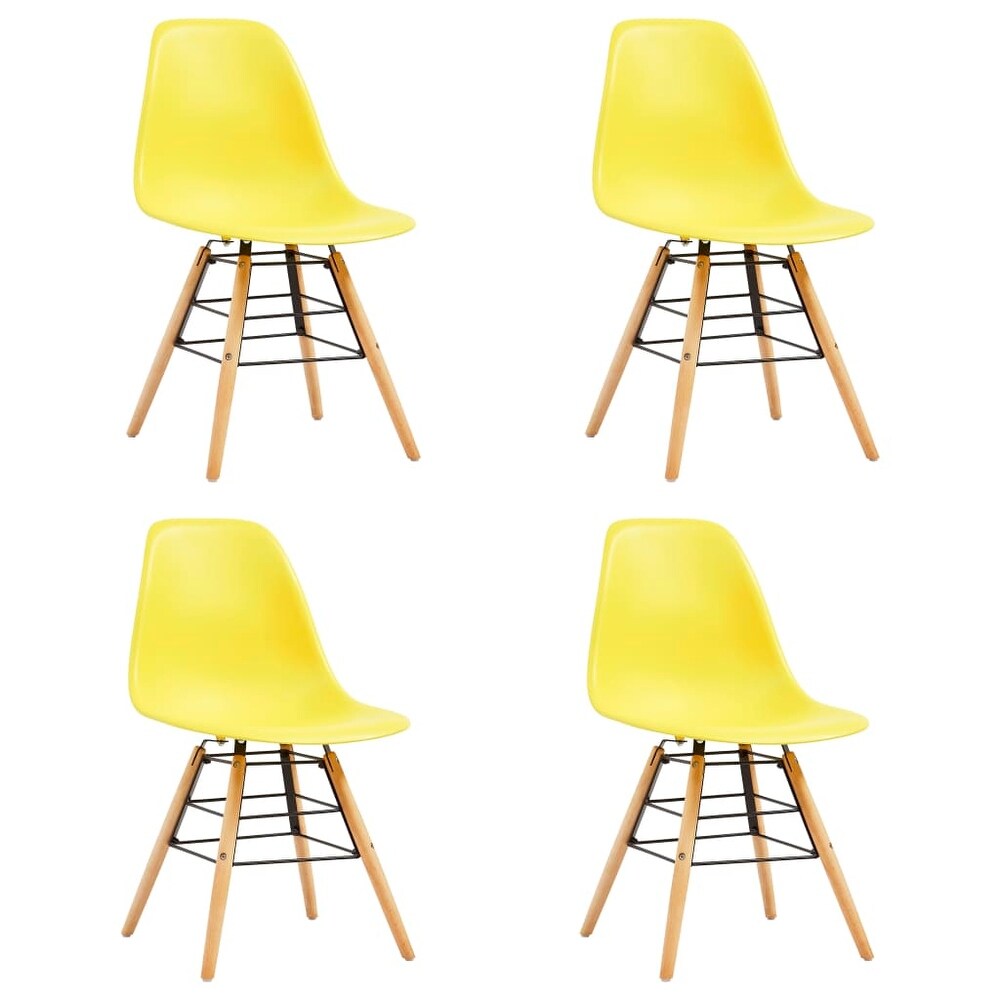 vidaXL Dining Chairs 4 pcs Yellow Plastic (Set of 4)