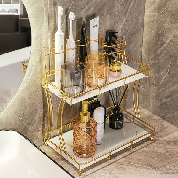 2 Tier Bathroom Vanity Organizer Makeup Shelf Bathroom Organizer On Sale Bed Bath Beyond 38972774