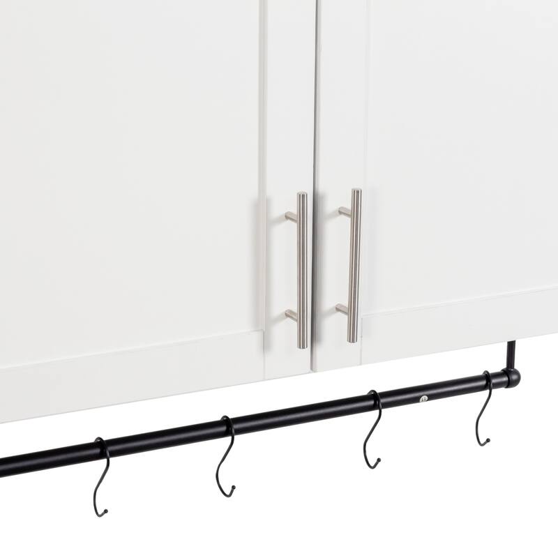 Bathroom Wall Mounted Cabinet with Towel Bar and Hooks, Compact Storage Cabinet with Adjustable Shelf