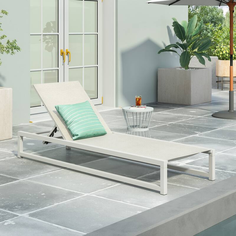 Modesta Outdoor Aluminum Mesh Chaise Lounge by Christopher Knight Home - White