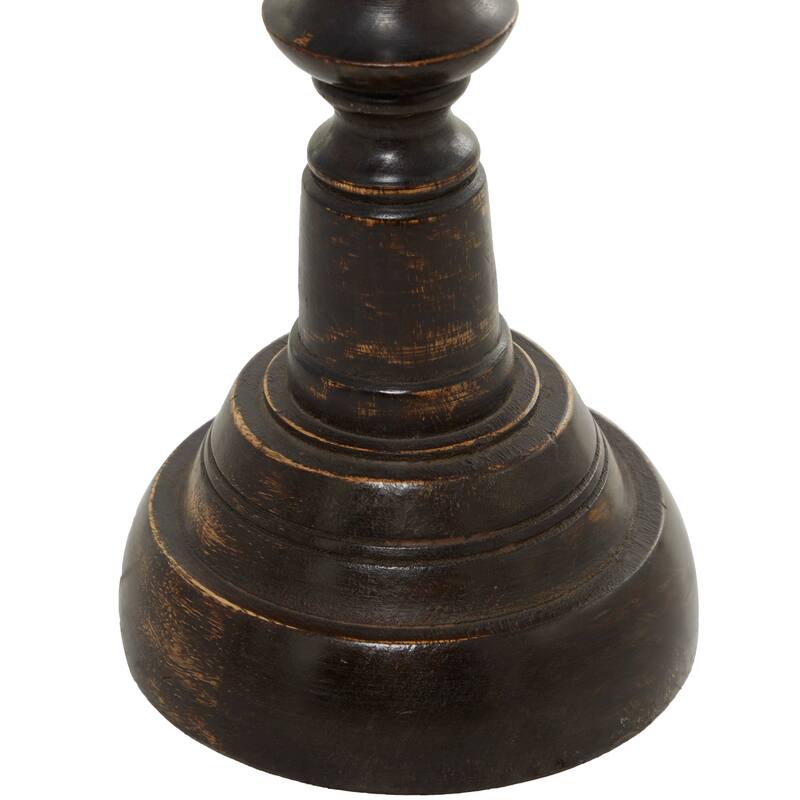 Mango Wood Candle Holder - Set of 3 Black - Roche River Decor - 6"W x 6"L x 18"H