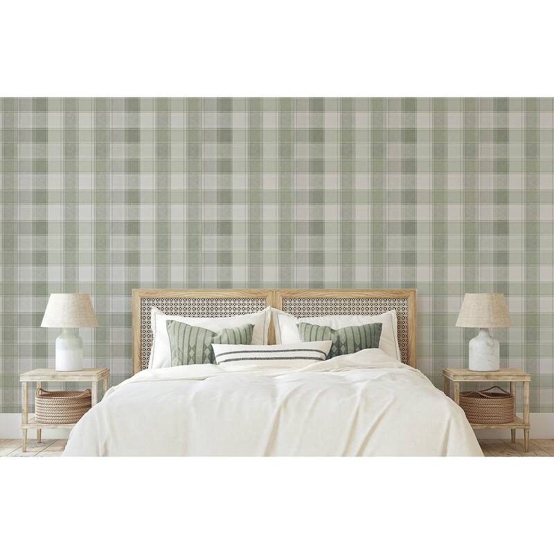 Arthouse Rita Green Country Check Wallpaper