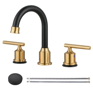 WOWOW 8 in. Widespread Double-Handle Bathroom Faucet with Drain Kit