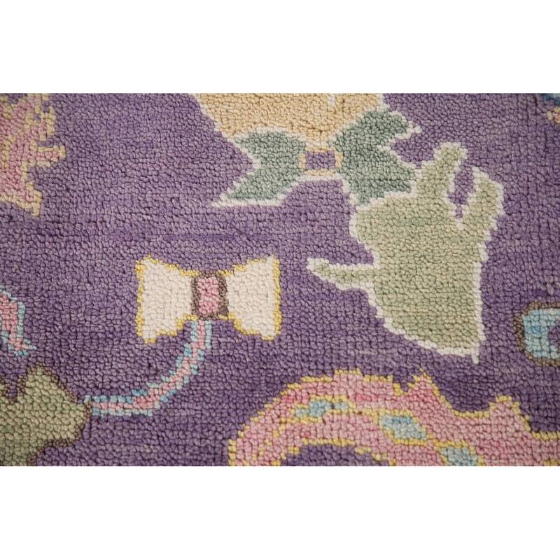 Purple Floral Oushak Indian Area Rug Handmade Wool Carpet - 8'10"x 11'8"