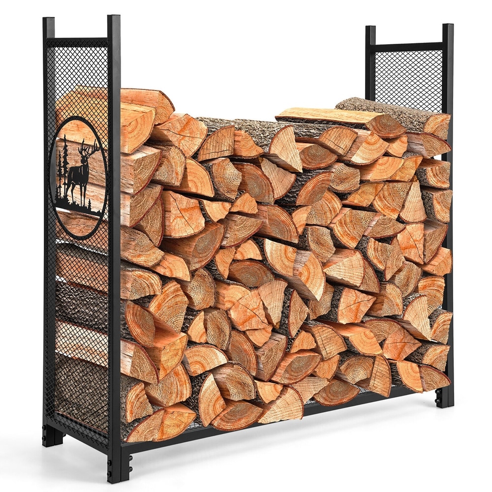 4 Foot Heavy Duty Firewood Log Rack Outdoor Firewood Holder