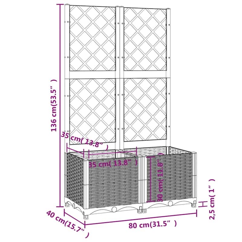 vidaXL Garden Planter with Trellis Plant Pot Flower Box Raised Bed Outdoor PP