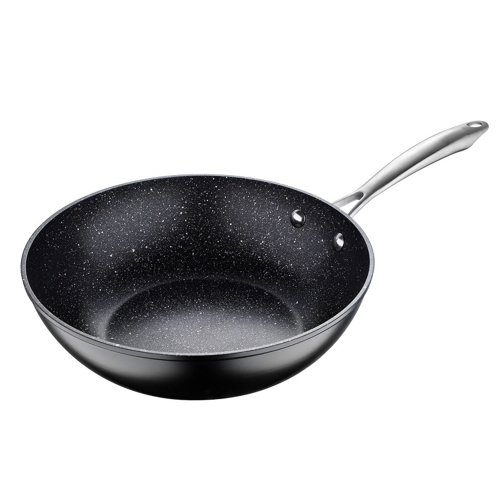 BergHOFF Balance Non-Toxic Non-stick Ceramic Wok Pan 11, 4.4qt. With Glass  Lid, Recycled Aluminum, Sage