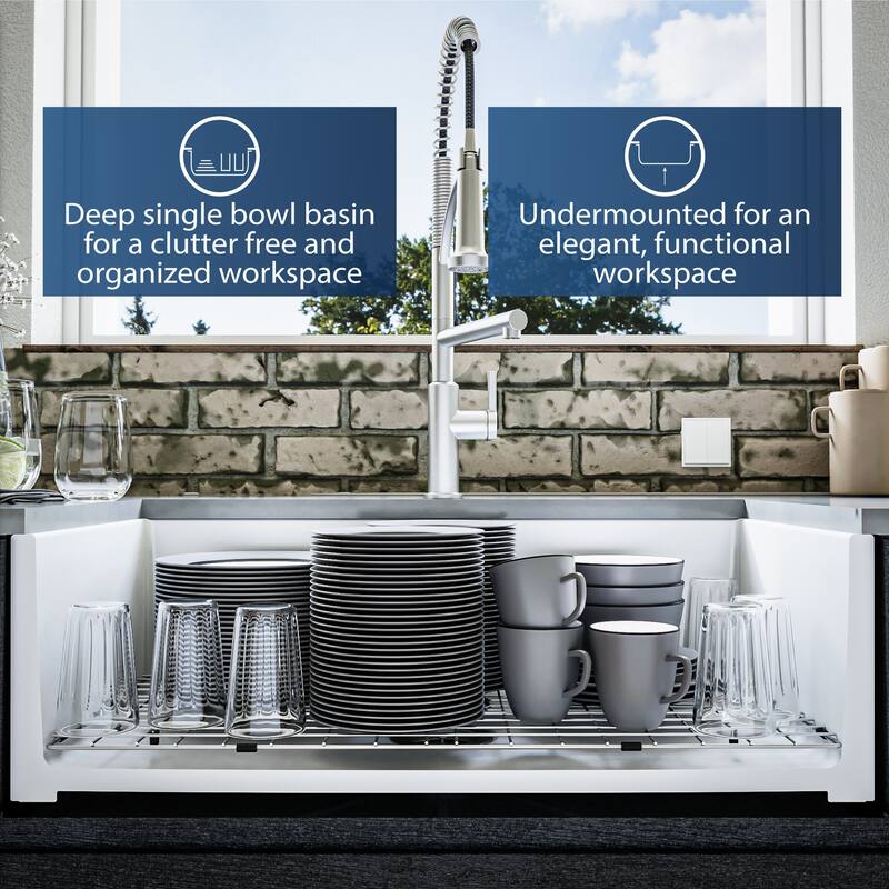 Karran USA FCP33SB Karran FCP33SBWH 33" Single Bowl Panel Front