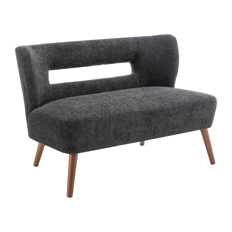 Porthos Home Hedra Sherpa Fabric Loveseat Small Couch Sofa with Wooden Legs