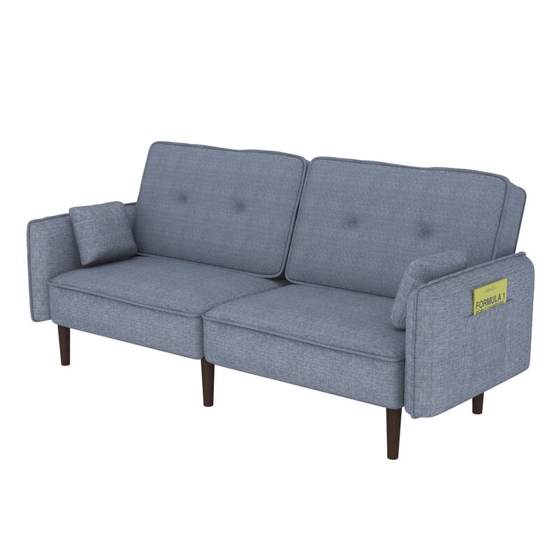 Fabric Futon Sofa bed with Solid Wood Leg