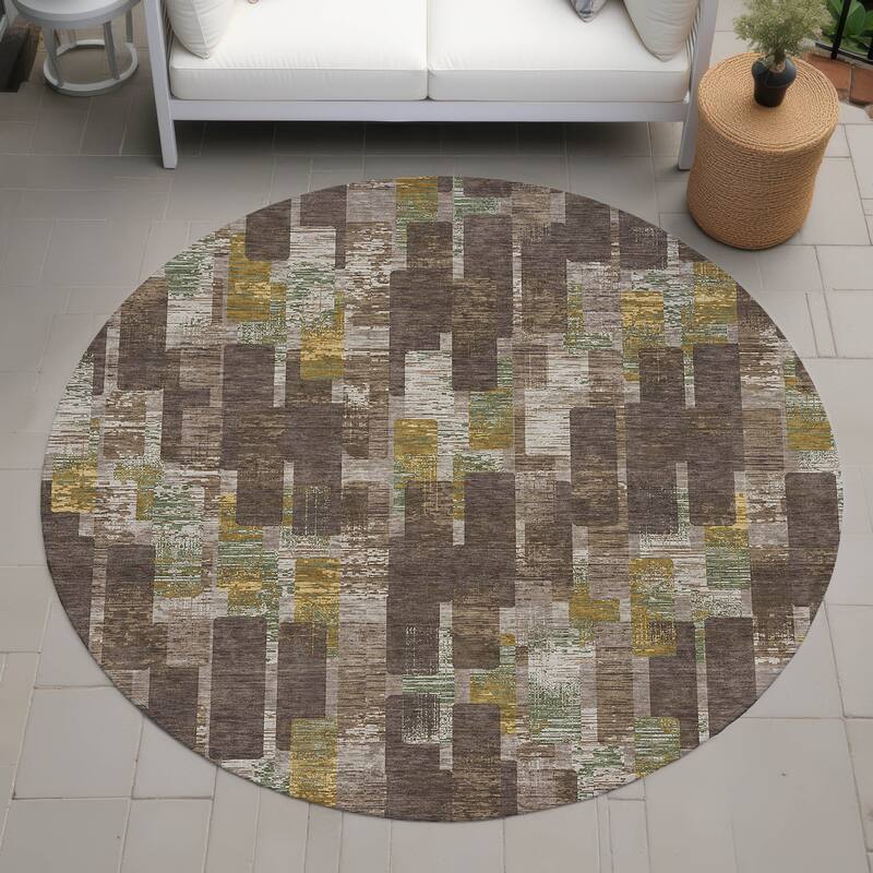 Machine Washable Indoor/ Outdoor Casual Carson Chantille Rug - Chocolate - 8' x 8'