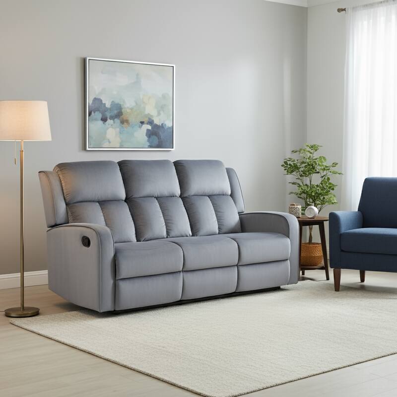 Dale Blue-grey Fabric Upholstered Reclining Sofa