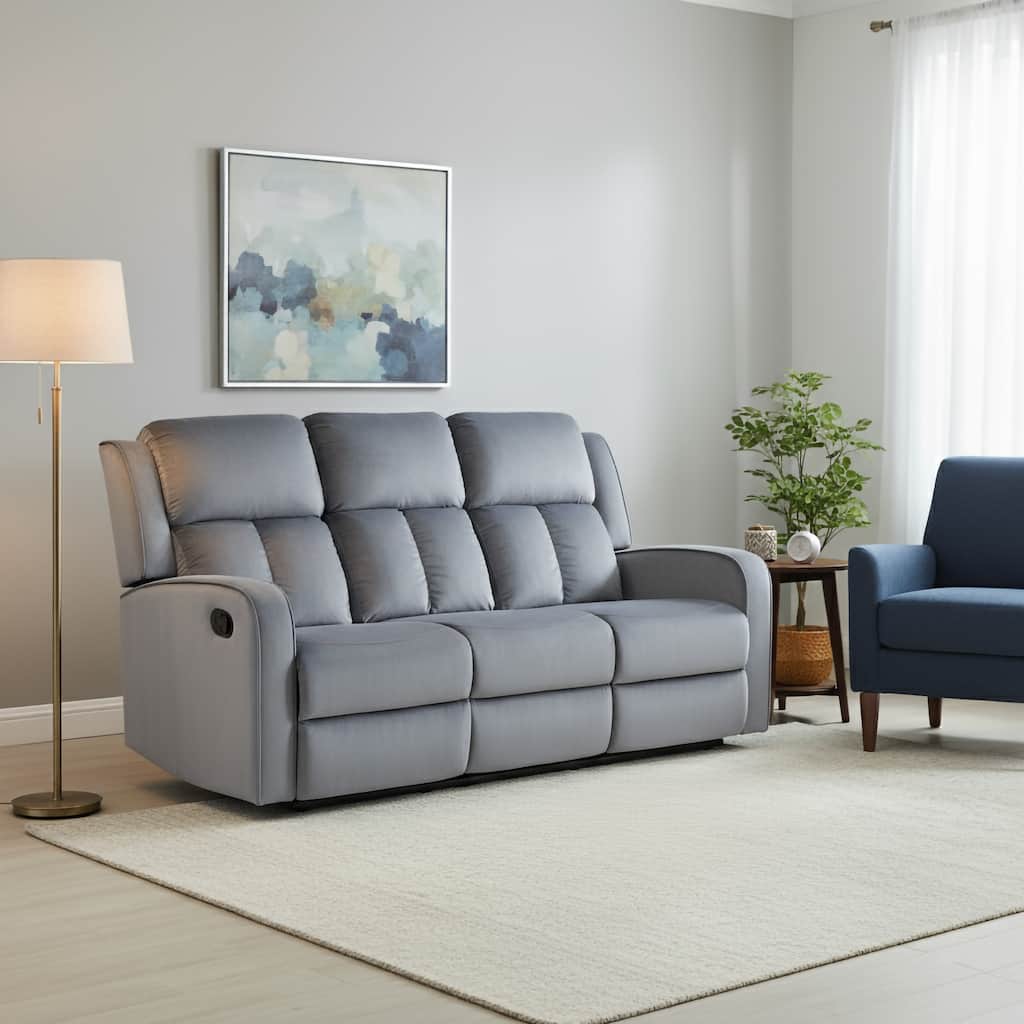 Dale Blue-grey Fabric Upholstered Reclining Sofa