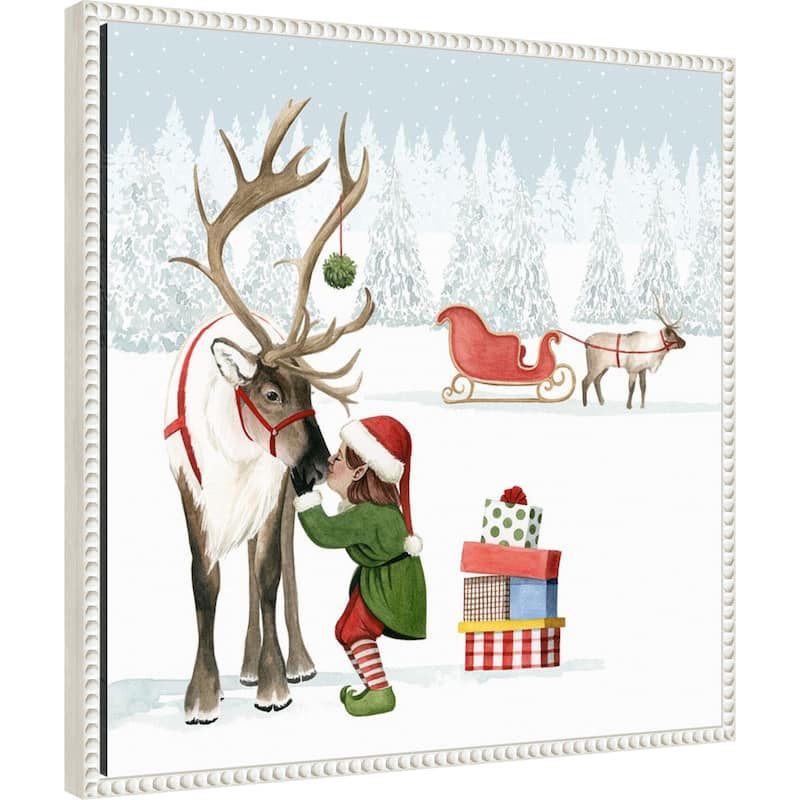 Christmas Love II by Grace Popp (22 x 22 in.), Framed Canvas Wall Art Print - Sylvie Beaded White