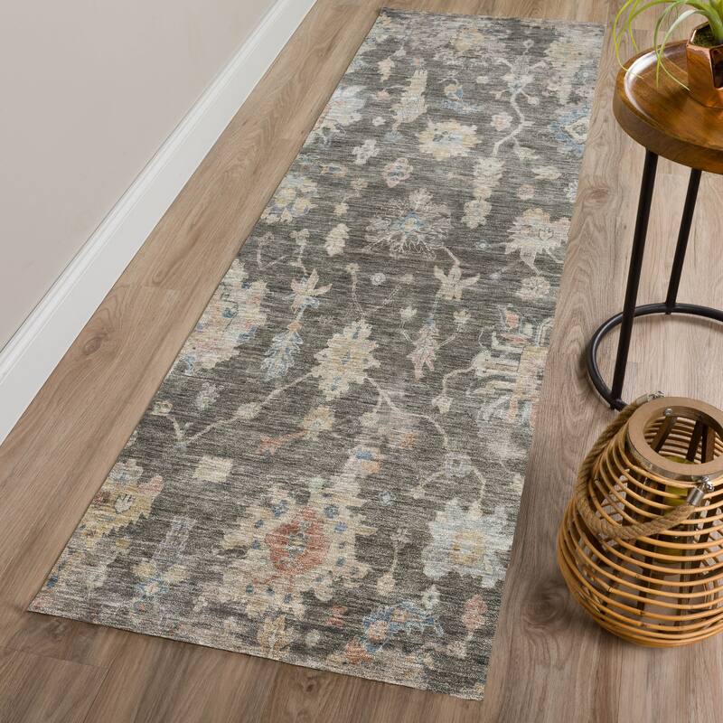 Machine Washable Indoor/ Outdoor Casual Traditional Chantille Rug
