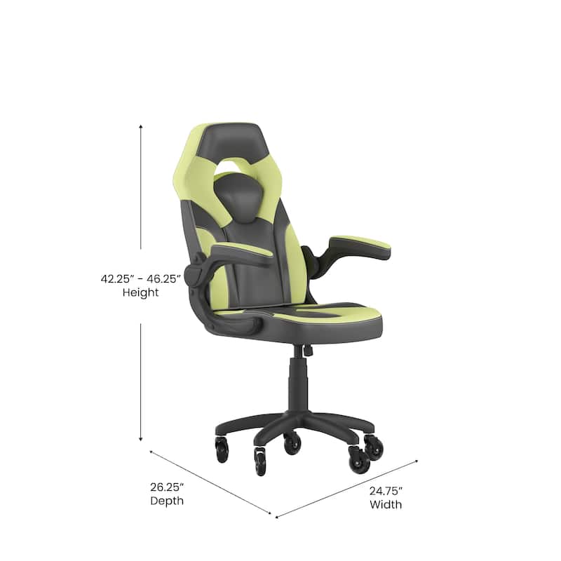 Office Gaming Chair with Skater Wheels & Flip Up Arms - LeatherSoft