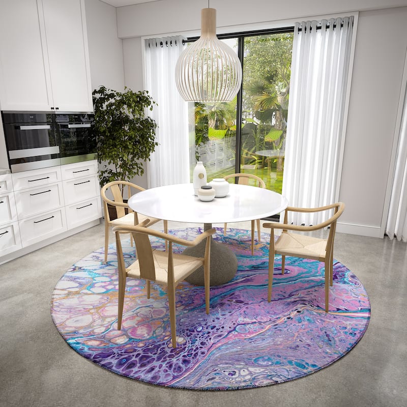 Addison Indoor/ Outdoor Karina Abstract Washable Area Rug - 8' x 8'