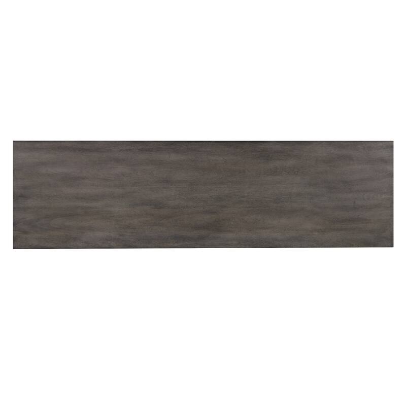 Distressed Rectangular Narrow Wooden Dining Table - 65.5" - Gray