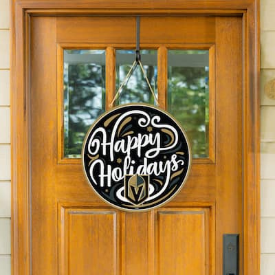Las Vegas Golden Knights 18" x 18" Happy Holidays Door Décor Wall Sign - 18" x 18"