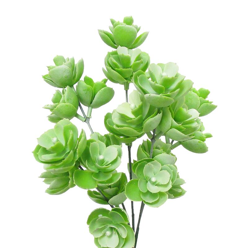 Set of 2 Artificial Echeveria Lotus Succulent Stem Plant Greenery Pick Bush 12in