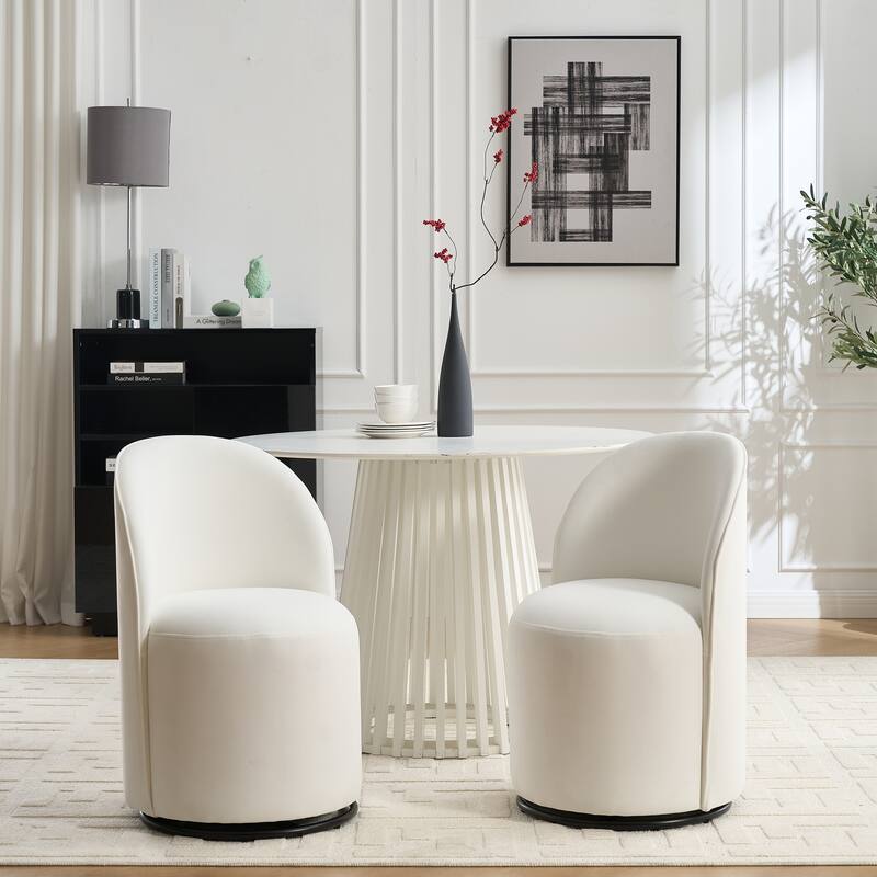 Modern 360 Degree Swivel Bucket Velvet Dining Chair with Metal Base, Plastic Feet for Kitchen Dining Room Living Room Bedroom