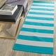 preview thumbnail 89 of 148, SAFAVIEH Handmade Montauk Caspian Stripe Cotton Flatweave Rug 2'3" x 7' Runner - Turquoise/Ivory