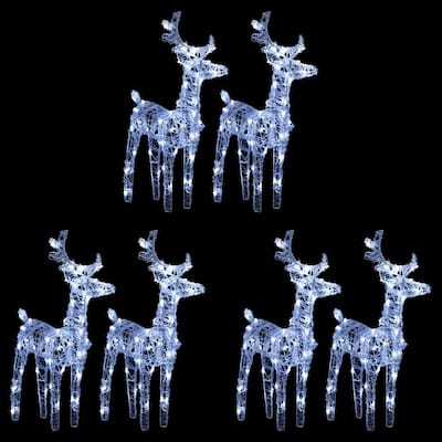 6pc Set Outdoor Christmas Reindeer with 240 Cool White LED Lights - Cold White