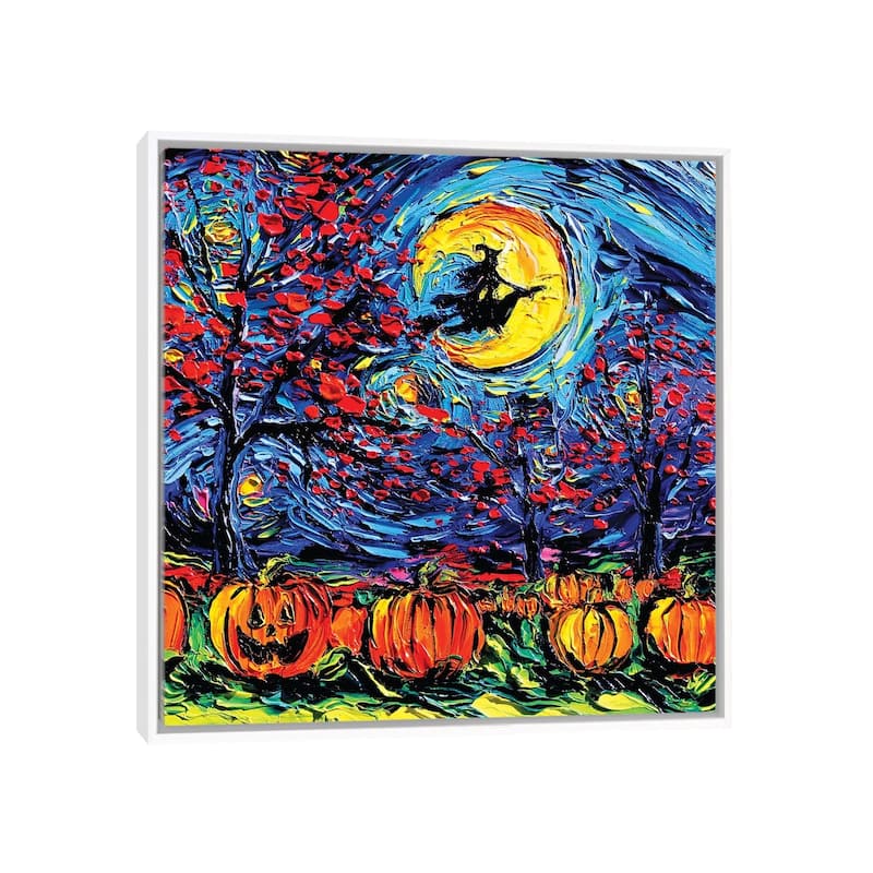 iCanvas "Starry Halloween" by Aja Trier Framed Canvas Print - White - 37x37