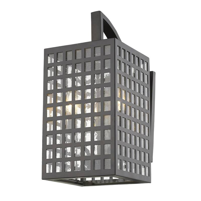 3-Light Hardwired Flush Mount Outdoor Wall Light with Clear Seedy Glass and Steel Frame E12 Base
