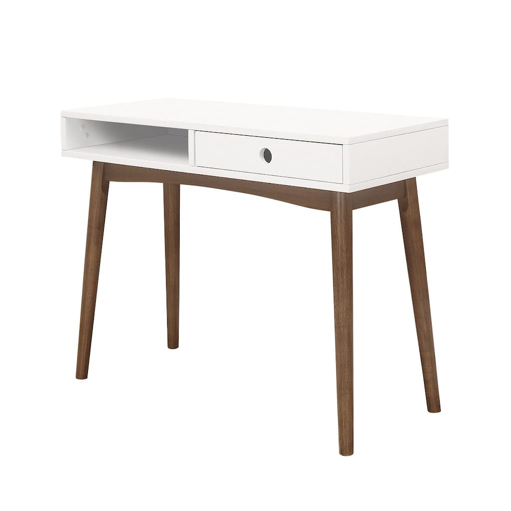 Transitional Writing Desk with Drawer in White