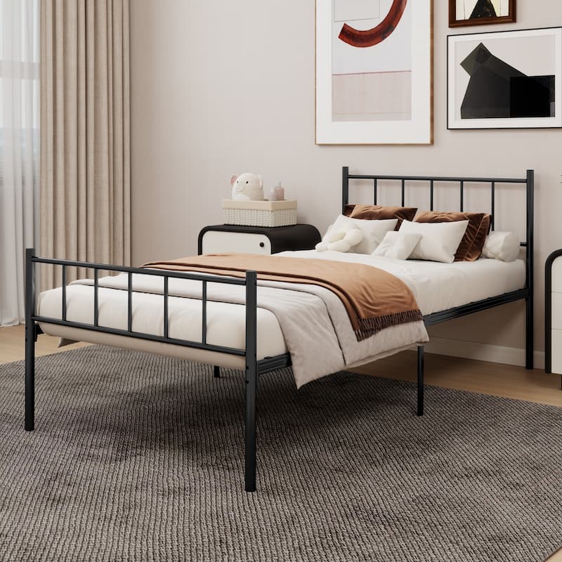 Caxkun Classic Metal Platform Bed Frame, Mattress Foundation with Steel Slat Support