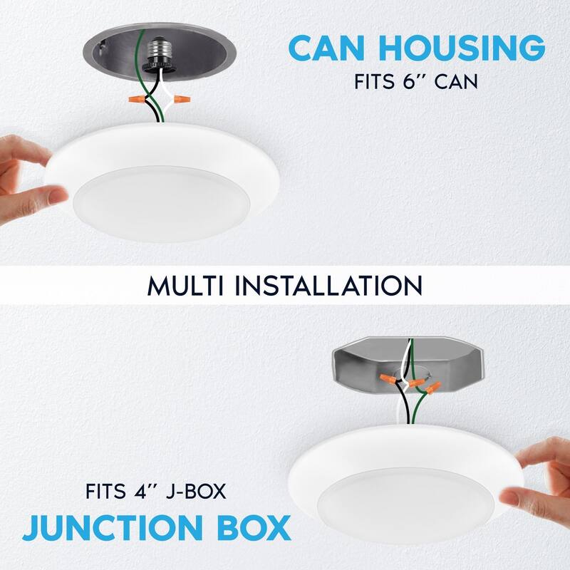 Luxrite 8 Inch LED Disk Lights, 27W, 5CCT 2700K | 3000K | 3500K | 4000K | 5000K, Flush Mount Recessed Retrofit...