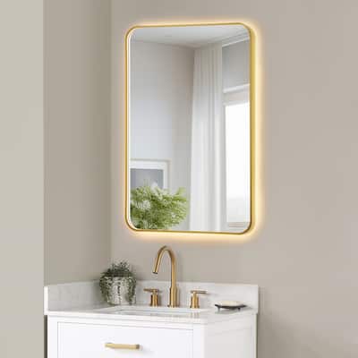 Dazzle Rectangular Anti-Fog Dimmable Modern Bathroom/Vanity LED Lighted Wall Mirror in Aluminum Framed