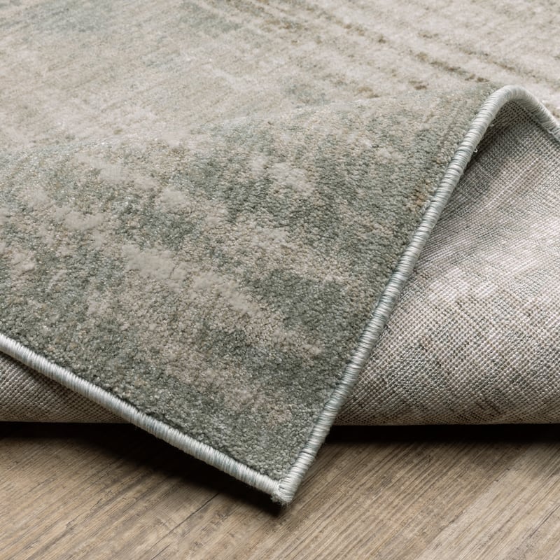 Melody Distressed Abstract Beige/ Blue Area Rug