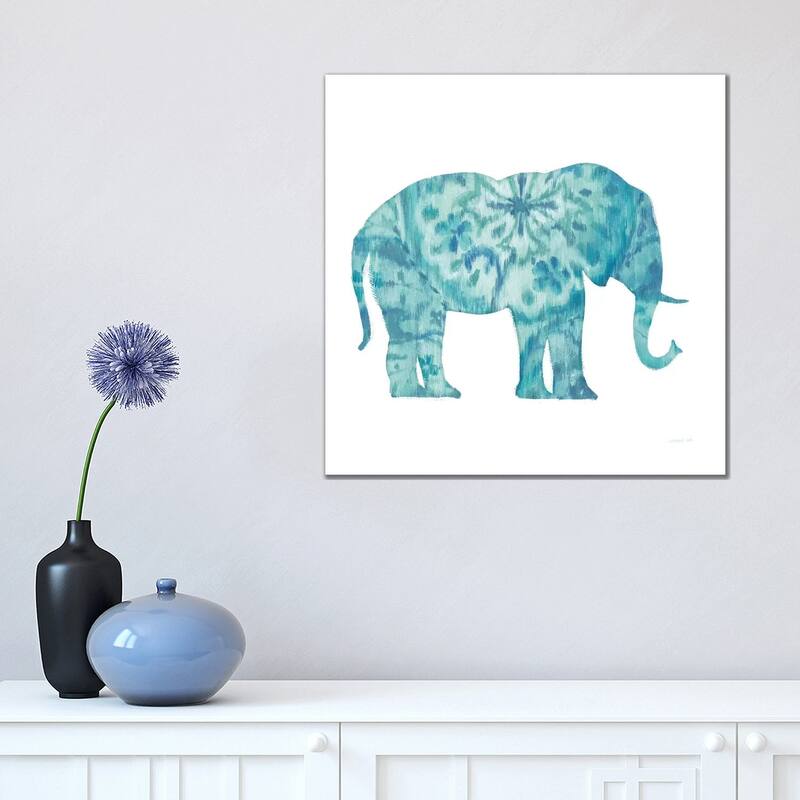 iCanvas "Boho Teal Elephant I" by Danhui Nai Canvas Print - 18x18x1.5