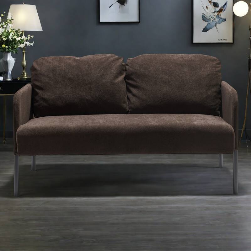 47.62" Fabric 2-Seater Sofa Couch with Sturdy Legs and Soft Polyester Fabric, Ideal for Small Spaces - Brown